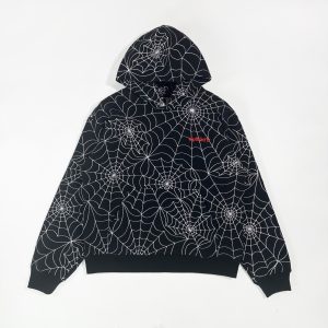 Sp5der AOP Web Hoodie Black