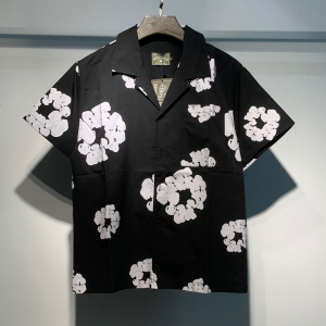 Denim Tears The Cotton Wreath Short Sleeve Suit Black T-shirt and shorts