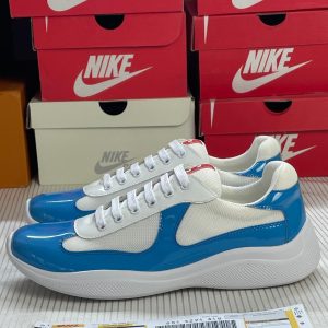 【Final Stock Sale】Prada America's Cup Soft Rubber And Bike Fabric Sneakers Sky Blue