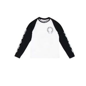 【FLASH SALE】Chrome Hearts Chrome Hearts White Black Baseball Longsleeve