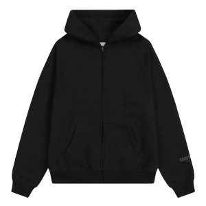 Essentials Black Zip Up Hoodie