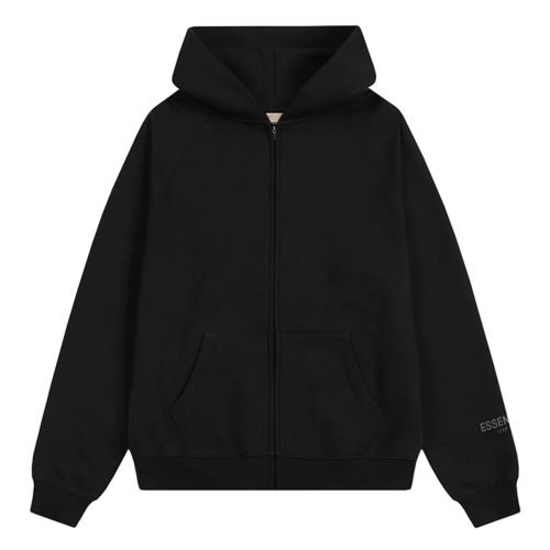 Essentials Black Zip Up Hoodie
