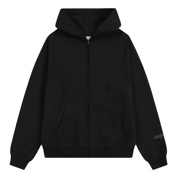 Essentials Black Zip Up Hoodie