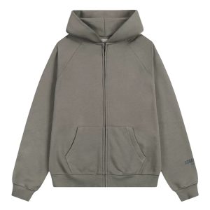 Essentials Brown Zip Up Hoodie