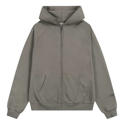 Essentials Brown Zip Up Hoodie