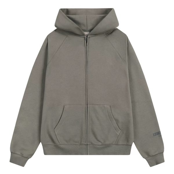Essentials Brown Zip Up Hoodie